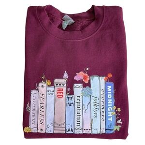 Albums as Books Burgundy Crewneck Sweatshirt Unofficial ‎ (Size L)